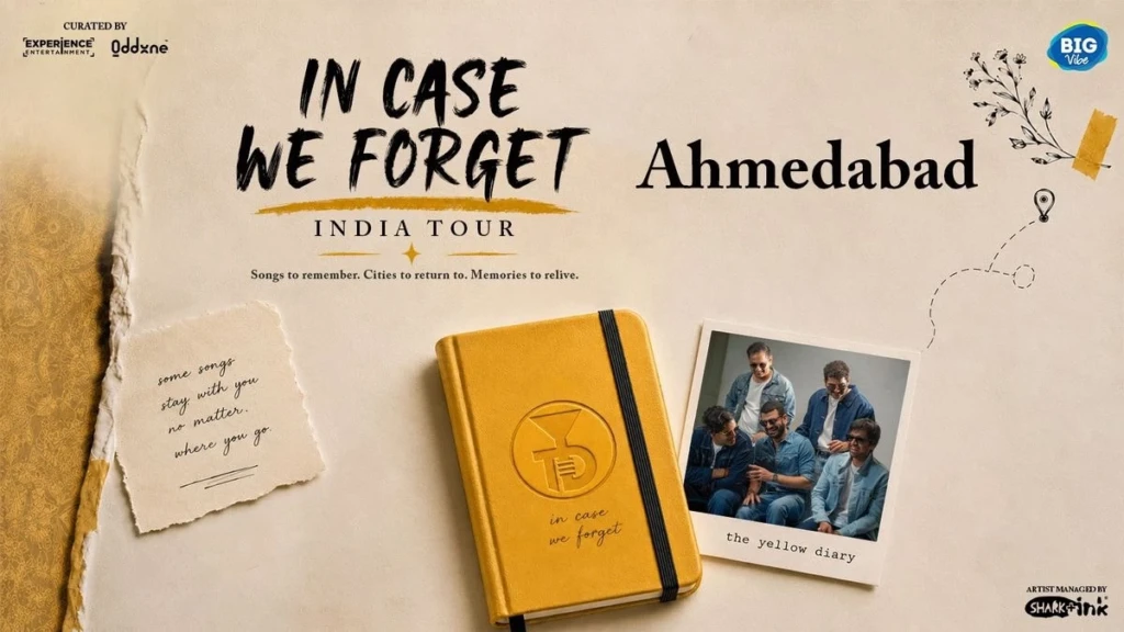 Poster for the Ahmedabad leg of The Yellow Dairy's In Case We Forget tour